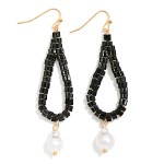 Wholesale seed Bead Beaded Teardrop Earrings Baroque Pearl Detail L