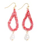 Wholesale seed Bead Beaded Teardrop Earrings Baroque Pearl Detail L
