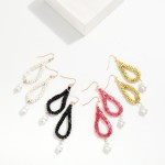 Wholesale seed Bead Beaded Teardrop Earrings Baroque Pearl Detail L