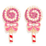 Wholesale rhinestone Pearl Enamel Lollipop Post Drop Earrings L