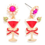 Wholesale enamel Rhinestone Pearl Post Drop Earrings L