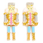 Wholesale glitter Enamel Nut Cracker Post Drop Earrings L
