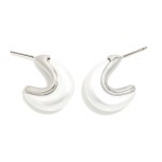 Wholesale tapered Flat Pearl Half Hoop Earrings L