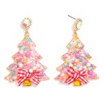 Wholesale confetti Christmas Tree Drop Earrings tree resin charm glitter star co