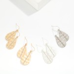 Wholesale hammered Metal Teardrop Drop Earrings Rhinestone Line Accent L
