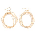 Wholesale nesting Hammered Metal Hoops Post Drop Earrings L