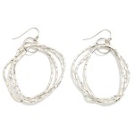 Wholesale nesting Hammered Metal Hoops Post Drop Earrings L