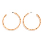 Wholesale braided Open Hoop Earrings slim open front hoop etched woven braid pat