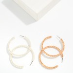 Wholesale braided Open Hoop Earrings slim open front hoop etched woven braid pat