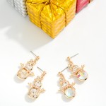 Wholesale crystal Snowman Drop Earrings sparkling snowman built two faceted crys