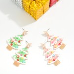 Wholesale enamel Christmas Tree Beaded Ornaments Rhinestone Star Post Drop Earri