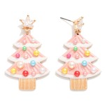 Wholesale enamel Christmas Tree Beaded Ornaments Rhinestone Star Post Drop Earri