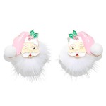 Wholesale fuzzy Santa Beard Stud Earrings jolly enamel Santa holly trimmed hat s