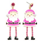 Wholesale enamel Santa Post Drop Earrings Rhinestone Post Legs L