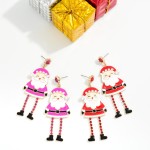 Wholesale enamel Santa Post Drop Earrings Rhinestone Post Legs L