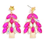 Wholesale multi Color Rhinestone Christmas Tree Post Drop Earrings L