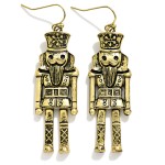 Wholesale antiqued Metal Nutcracker Drop Earrings detailed toy soldier nutcracke