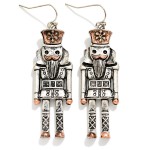 Wholesale antiqued Metal Nutcracker Drop Earrings detailed toy soldier nutcracke