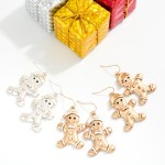 Wholesale vintage Metal Gingerbread Man Drop Earrings smiling gingerbread cookie