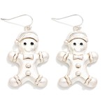 Wholesale vintage Metal Gingerbread Man Drop Earrings smiling gingerbread cookie