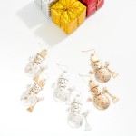 Wholesale vintage Metal Snowman Drop Earrings jolly snowman top hat stick arms t