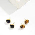 Wholesale faceted Acetate Square Stud Earrings D