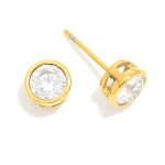 Wholesale circle Rhinestone Metal Border Stud Earrings Stainless Steel Water Res