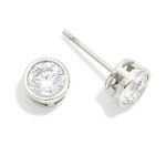Wholesale circle Rhinestone Metal Border Stud Earrings Stainless Steel Water Res