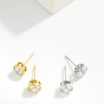 Wholesale circle Rhinestone Metal Border Stud Earrings Stainless Steel Water Res