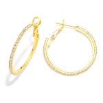 Wholesale rhinestone Studded Hoop Earrings Water Resistant Gold Dipped D
