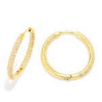 Wholesale pave Rhinestone Inside Out Hoop Earrings Gold Dipped D