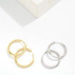 Wholesale pave Rhinestone Inside Out Hoop Earrings Gold Dipped D