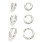 Wholesale huggie Hoop Earring Set three pairs petite hoops graduated styles spar