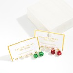Wholesale set Three Pearl Glass Crystal Stud Drop Earrings Gold Dipped L