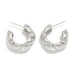 Wholesale chunky Twisted Hoop Earrings puffy quilted polished shine finish open