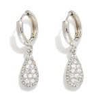 Wholesale metal Huggie Hoop Drop Earrings Pave Rhinestone Teardrop Gold Dipped L