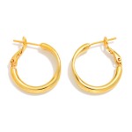 Wholesale metal Tube Hoop Earrings Pressed Metal Detail Gold Dipped D