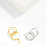 Wholesale metal Tube Hoop Earrings Pressed Metal Detail Gold Dipped D