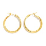 Wholesale metal Tube Hoop Earrings Pressed Metal Detail D