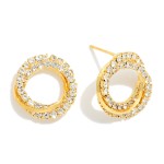 Wholesale intertwined Rhinestone Gold Hoops Post Drop Earrings L