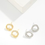 Wholesale intertwined Rhinestone Gold Hoops Post Drop Earrings L