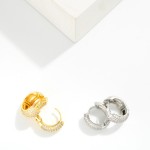 Wholesale chunky Pave Rhinestone Metal Hinged Huggie Hoop Earrings Gold Dipped D