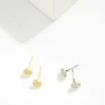 Wholesale pave Disc Cubic Zirconia Stud Earrings petite round disc densely set s