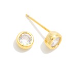 Wholesale bezel Set Cubic Zirconia Stud Earrings brilliant round stone wrapped s