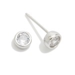 Wholesale bezel Set Cubic Zirconia Stud Earrings brilliant round stone wrapped s