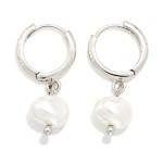 Wholesale baroque Pearl Huggie Drop Earrings organic faux pearl dangling polishe