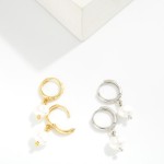 Wholesale baroque Pearl Huggie Drop Earrings organic faux pearl dangling polishe