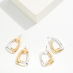 Wholesale two Door Knocker Earrings puffy rounded square hoop split between cont