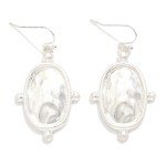 Wholesale hammered Oval Drop Earrings polished framed medallion tiny ball detail