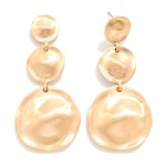 Wholesale graduated Disc Drop Earrings linking three hammered metal discs grow s